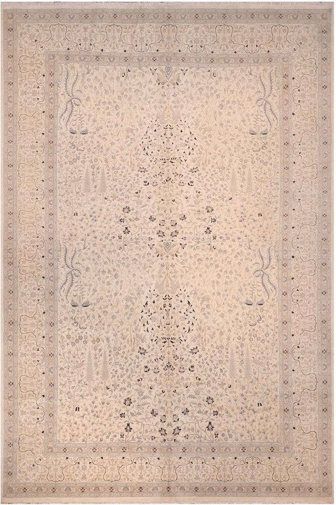 handmade Traditional Design Ivory Ivory Hand Knotted RECTANGLE 100% WOOL area rug 12'X18'