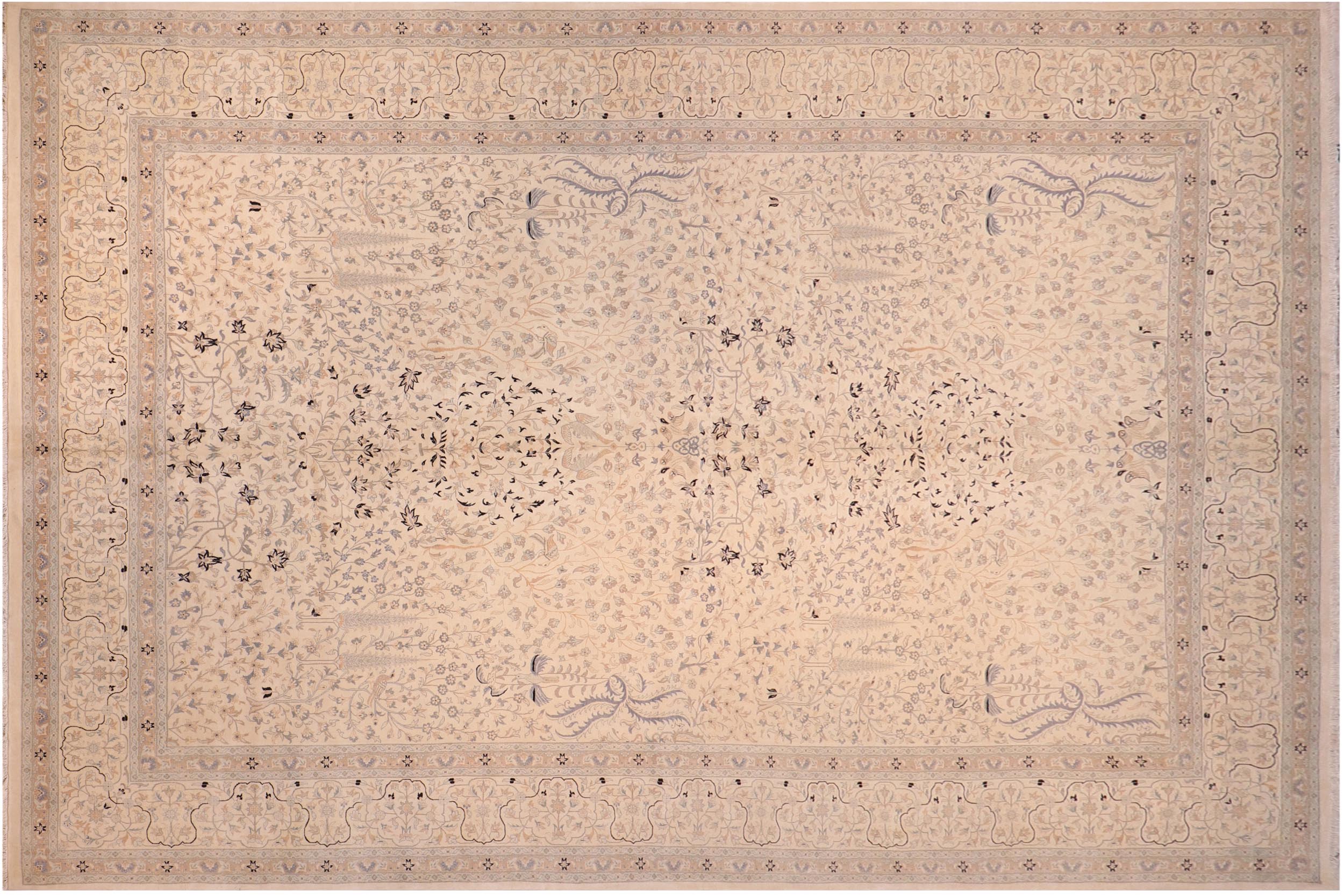handmade Traditional Design Ivory Ivory Hand Knotted RECTANGLE 100% WOOL area rug 12' x 18'