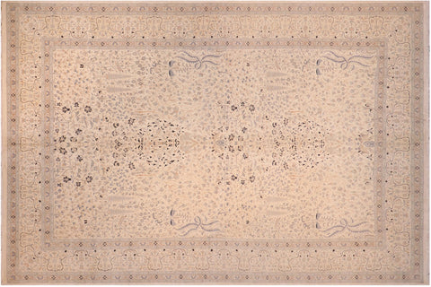 handmade Traditional Design Ivory Ivory Hand Knotted RECTANGLE 100% WOOL area rug 12' x 18'