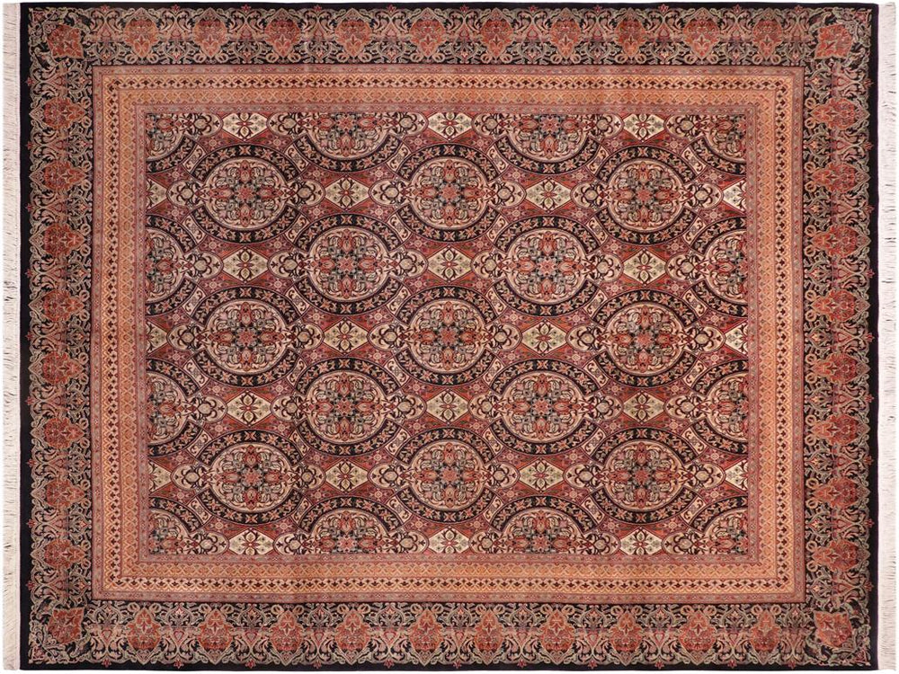 handmade Traditional Paracha Black Gold Hand Knotted RECTANGLE 100% WOOL area rug 8x10