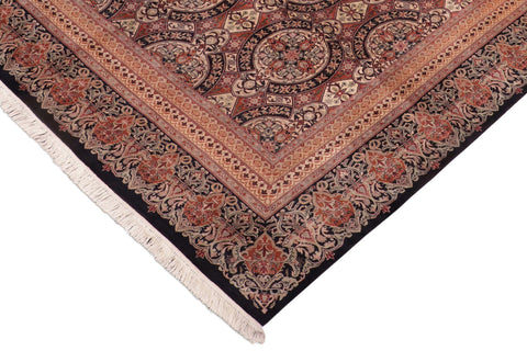 handmade Transitional Paracha Black Gold Hand Knotted RECTANGLE 100% WOOL area rug 8x10