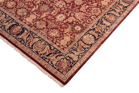 handmade Transitional Agra Drk. Red Blue Hand Knotted RECTANGLE 100% WOOL area rug 8x10