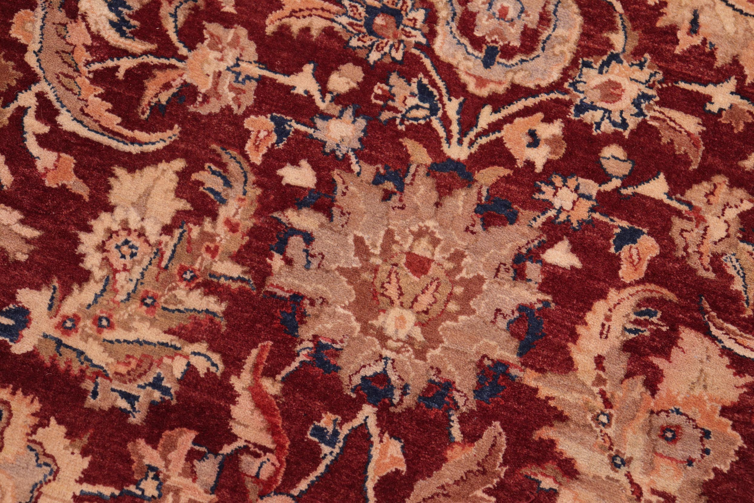 handmade Transitional Agra Drk. Red Blue Hand Knotted RECTANGLE 100% WOOL area rug 8x10
