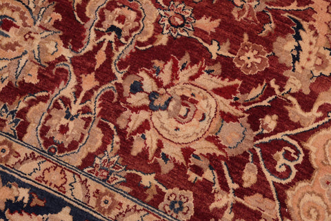 handmade Transitional Agra Drk. Red Blue Hand Knotted RECTANGLE 100% WOOL area rug 8 x 10