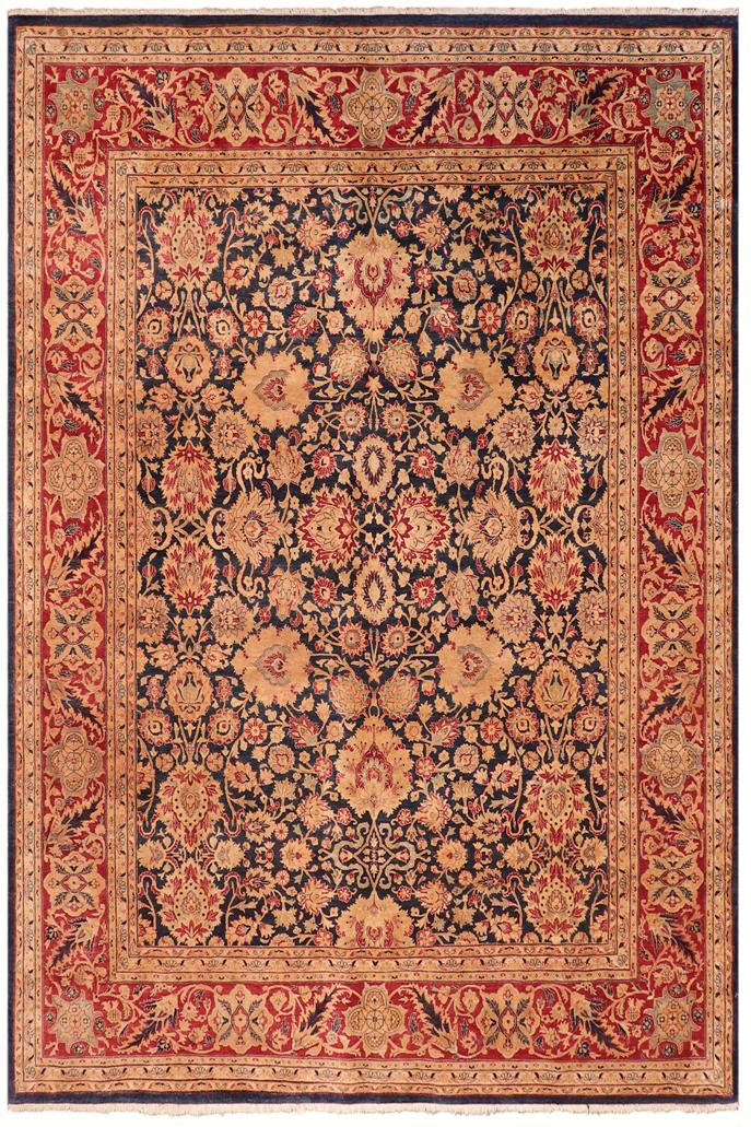 Traditional Mahal Santana Lt. Green Lt. Gray Hand Knotted Area rugs 8X10