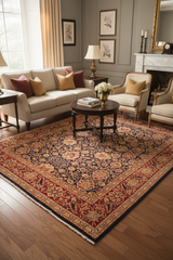 Antique Mahal Santana Green/Gray Wool Rug - 8'1''X9'8''