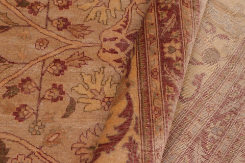 handmade Traditional Tabriz Lt. Gold Lt. Brown Hand Knotted RECTANGLE 100% WOOL area rug 9'X12'