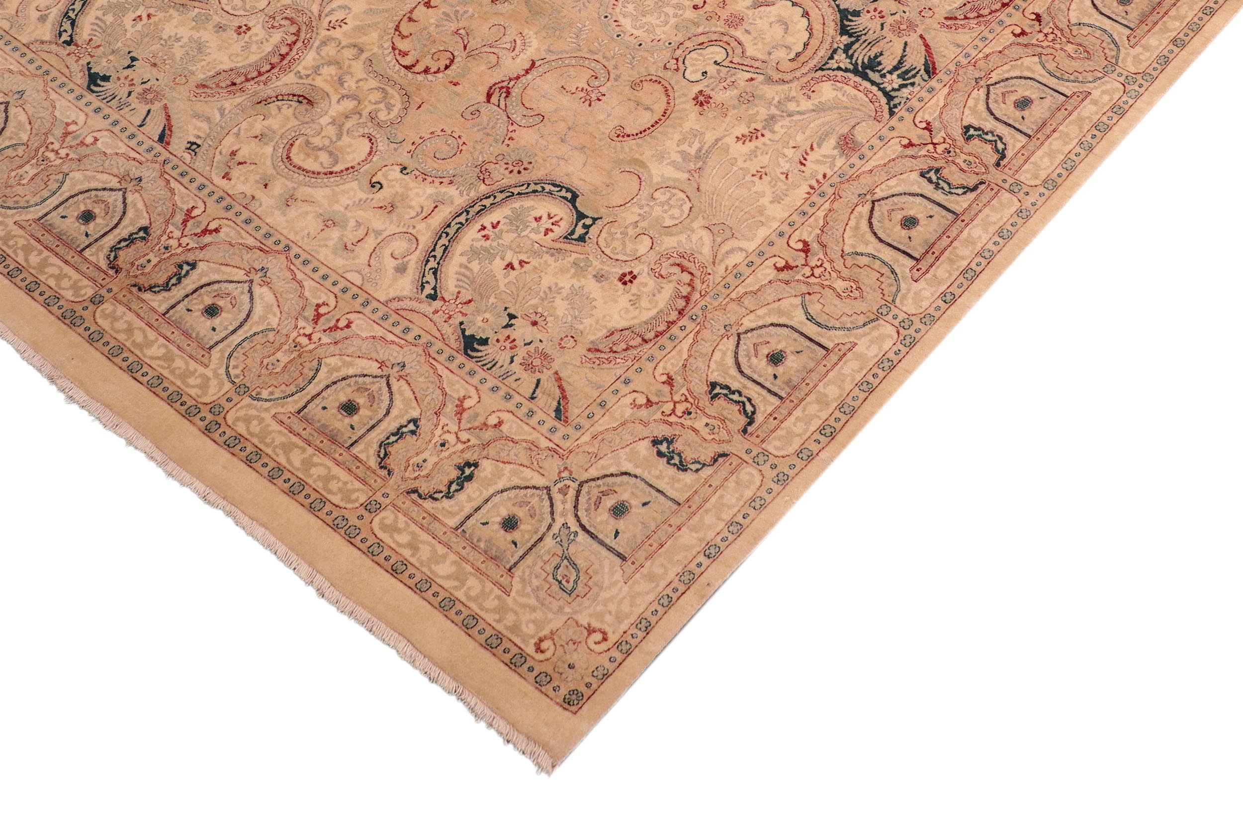 handmade Transitional  Ivory Ivory Hand Knotted RECTANGLE 100% WOOL area rug 8 x 10