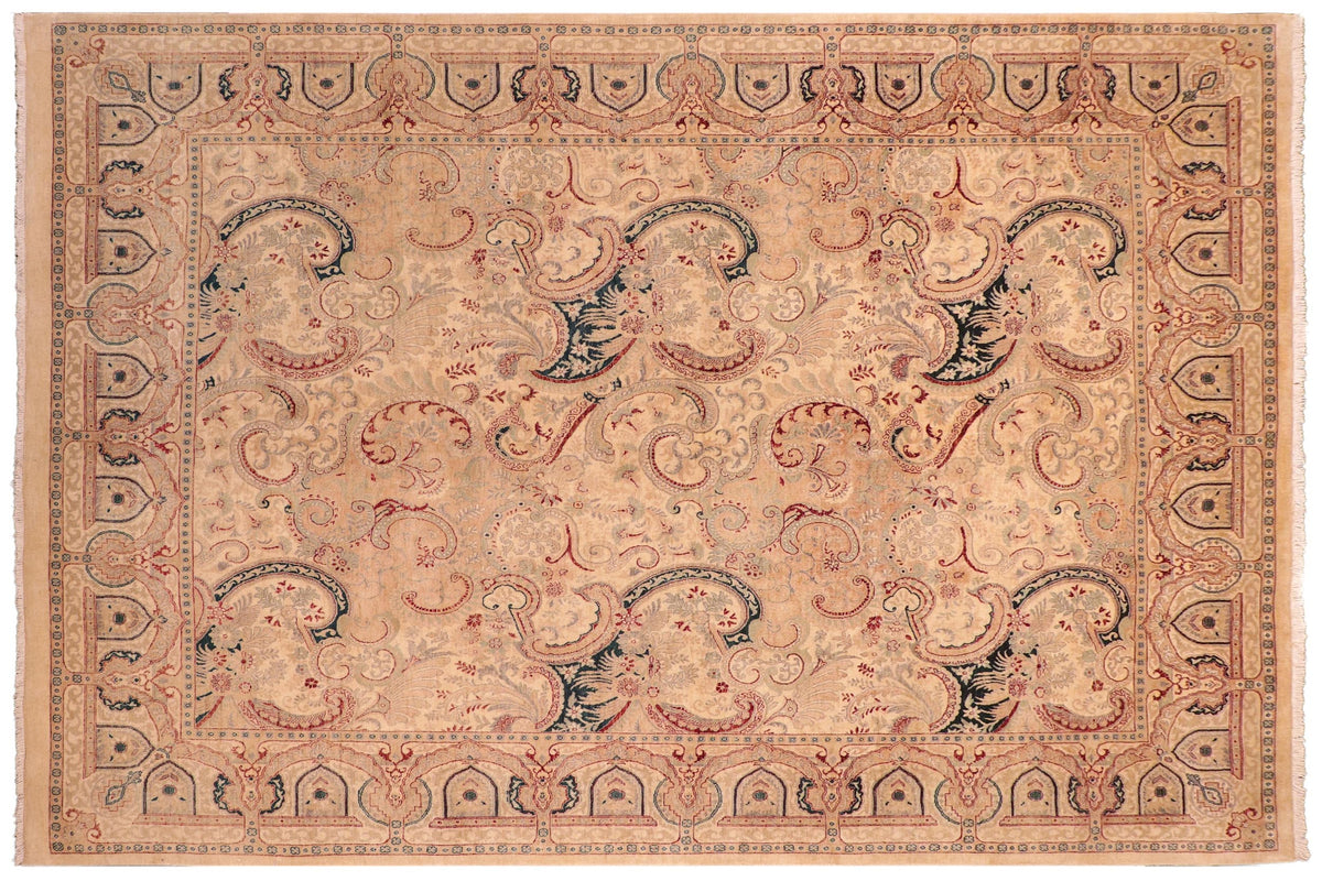 handmade Transitional  Ivory Ivory Hand Knotted RECTANGLE 100% WOOL area rug 8 x 10