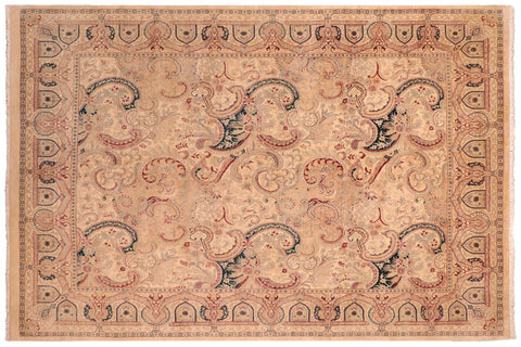 handmade Transitional  Ivory Ivory Hand Knotted RECTANGLE 100% WOOL area rug 8 x 10