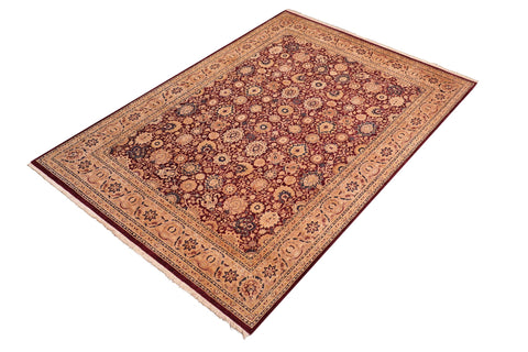 handmade Transitional Tabriz Aubergine Lt. Brown Hand Knotted RECTANGLE 100% WOOL area rug 8x10
