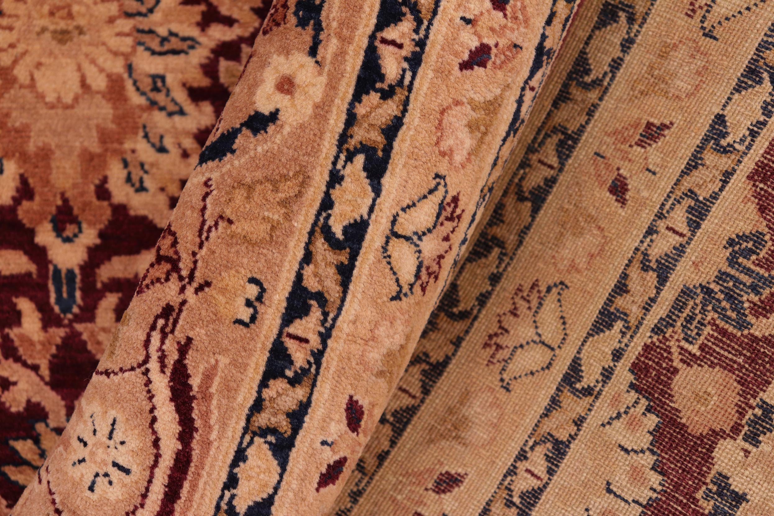 handmade Transitional Tabriz Aubergine Lt. Brown Hand Knotted RECTANGLE 100% WOOL area rug 8x10