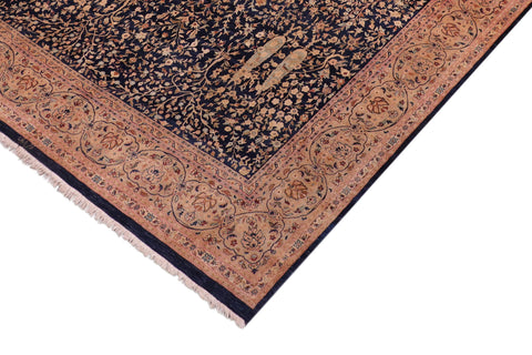 handmade Transitional Kashan Drk. Blue Dark Gold Hand Knotted RECTANGLE 100% WOOL area rug 8 x 10