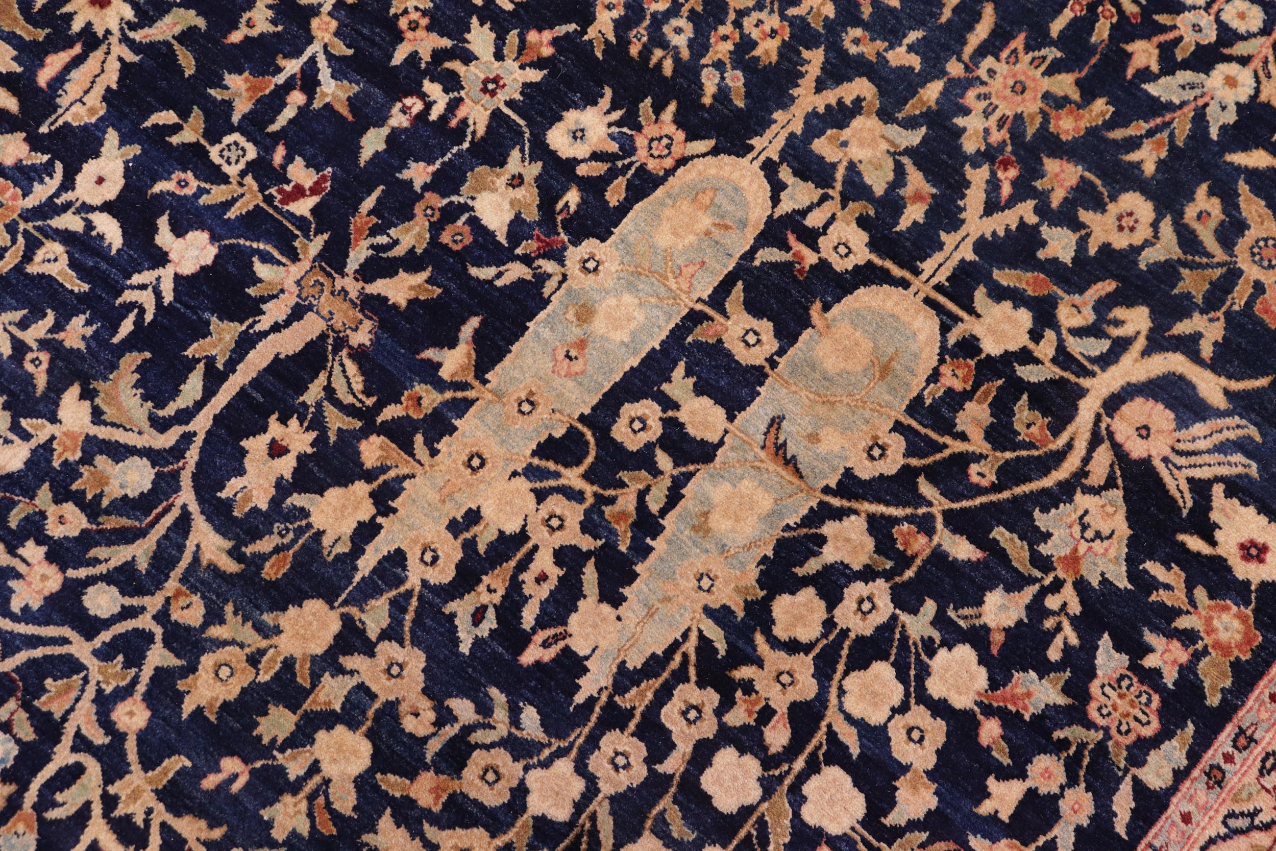 handmade Transitional Kashan Drk. Blue Dark Gold Hand Knotted RECTANGLE 100% WOOL area rug 8 x 10