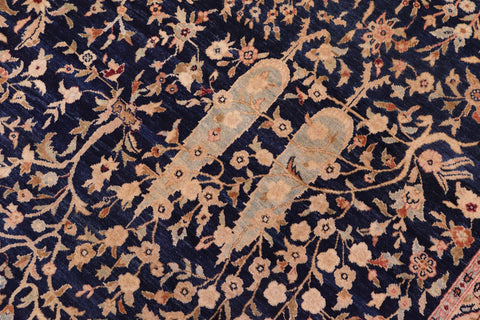 handmade Transitional Kashan Drk. Blue Dark Gold Hand Knotted RECTANGLE 100% WOOL area rug 8 x 10