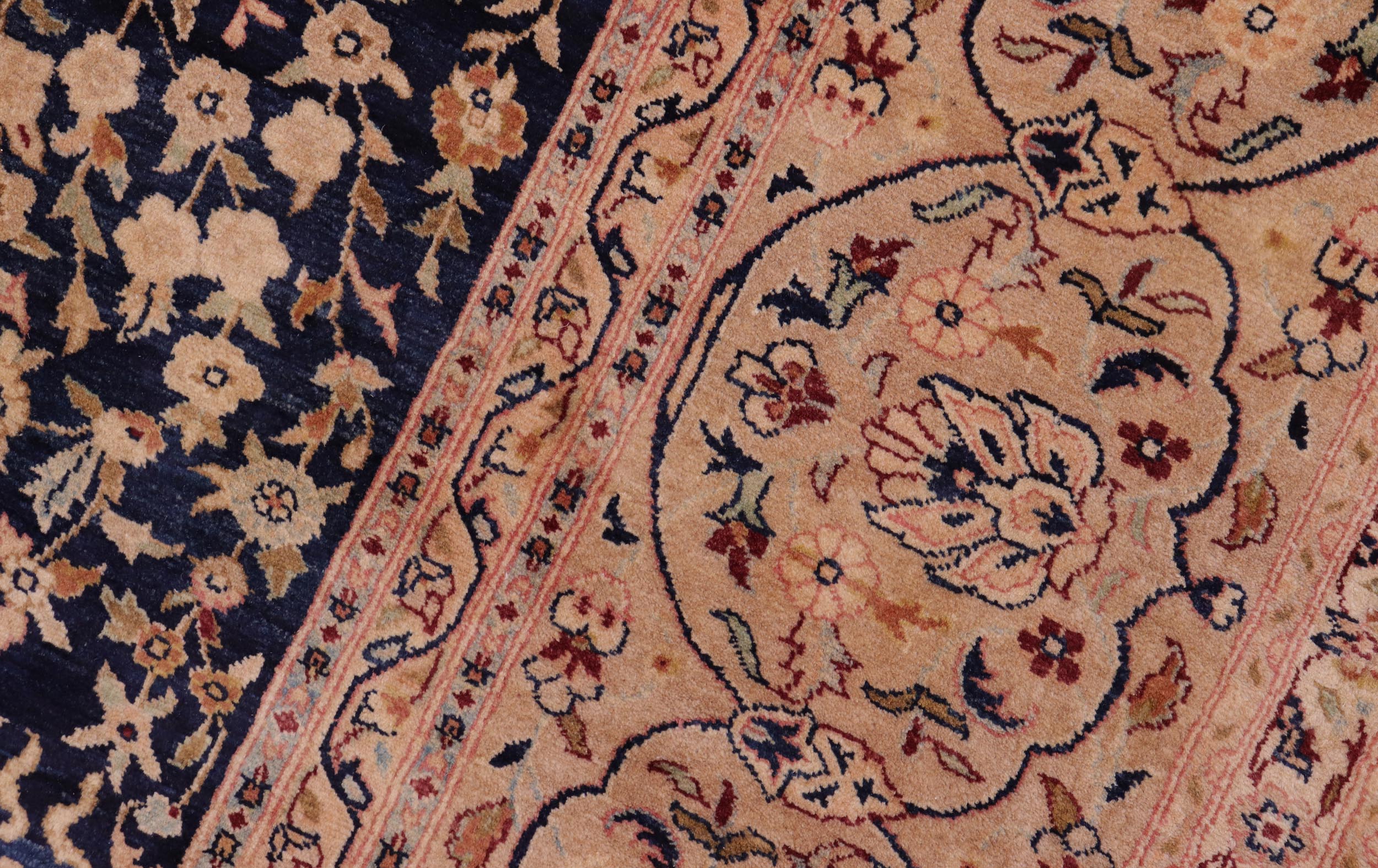 handmade Transitional Kashan Drk. Blue Dark Gold Hand Knotted RECTANGLE 100% WOOL area rug 8 x 10