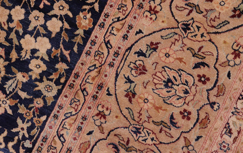 handmade Transitional Kashan Drk. Blue Dark Gold Hand Knotted RECTANGLE 100% WOOL area rug 8 x 10