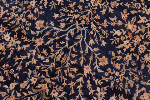 handmade Transitional Kashan Drk. Blue Dark Gold Hand Knotted RECTANGLE 100% WOOL area rug 8 x 10