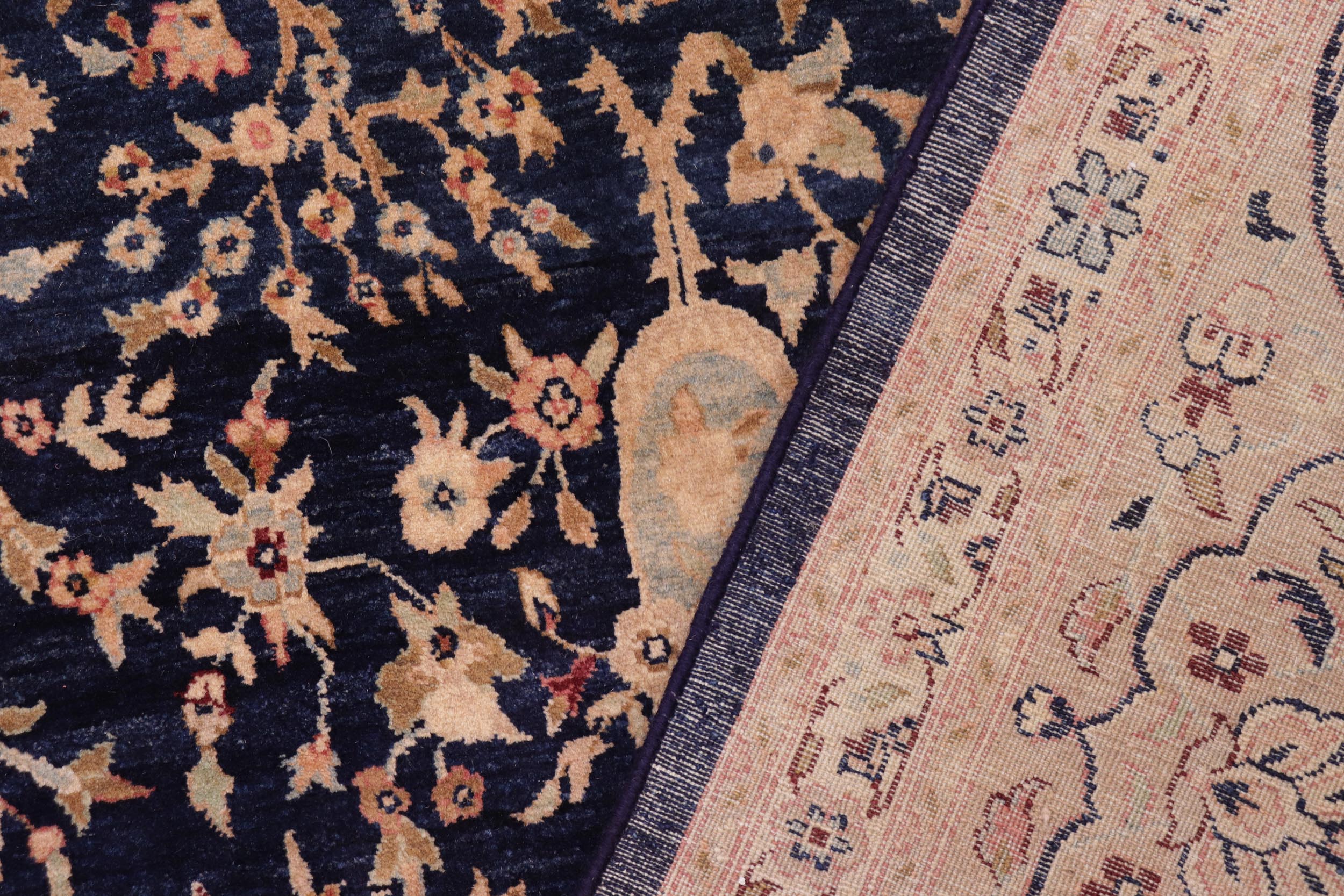 handmade Transitional Kashan Drk. Blue Dark Gold Hand Knotted RECTANGLE 100% WOOL area rug 8 x 10