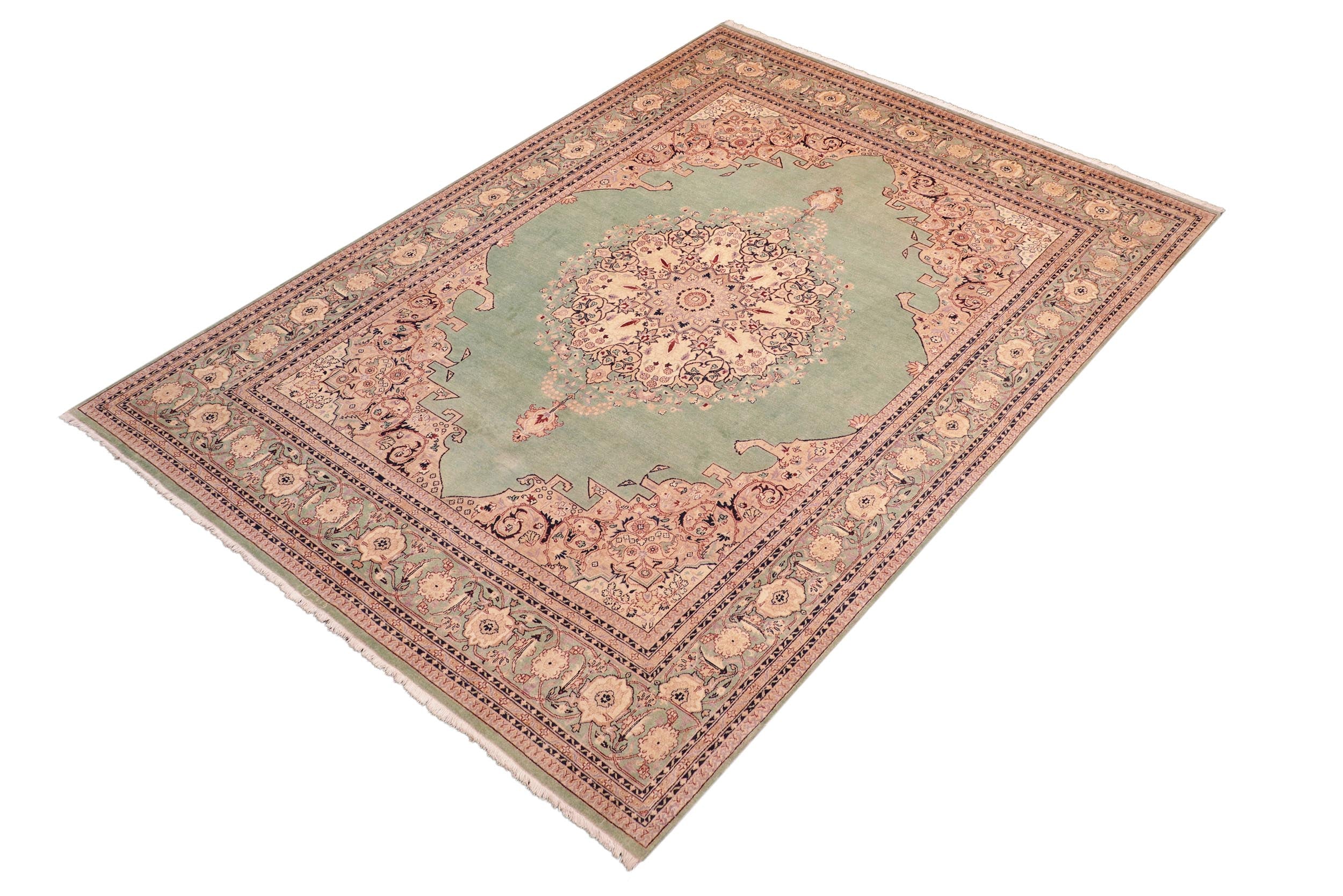 handmade Traditional  Lt. Green Lt. Green Hand Knotted RECTANGLE 100% WOOL area rug 8 x 10