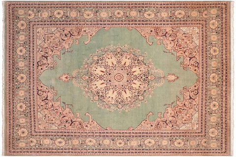 handmade Traditional  Lt. Green Lt. Green Hand Knotted RECTANGLE 100% WOOL area rug 8 x 10