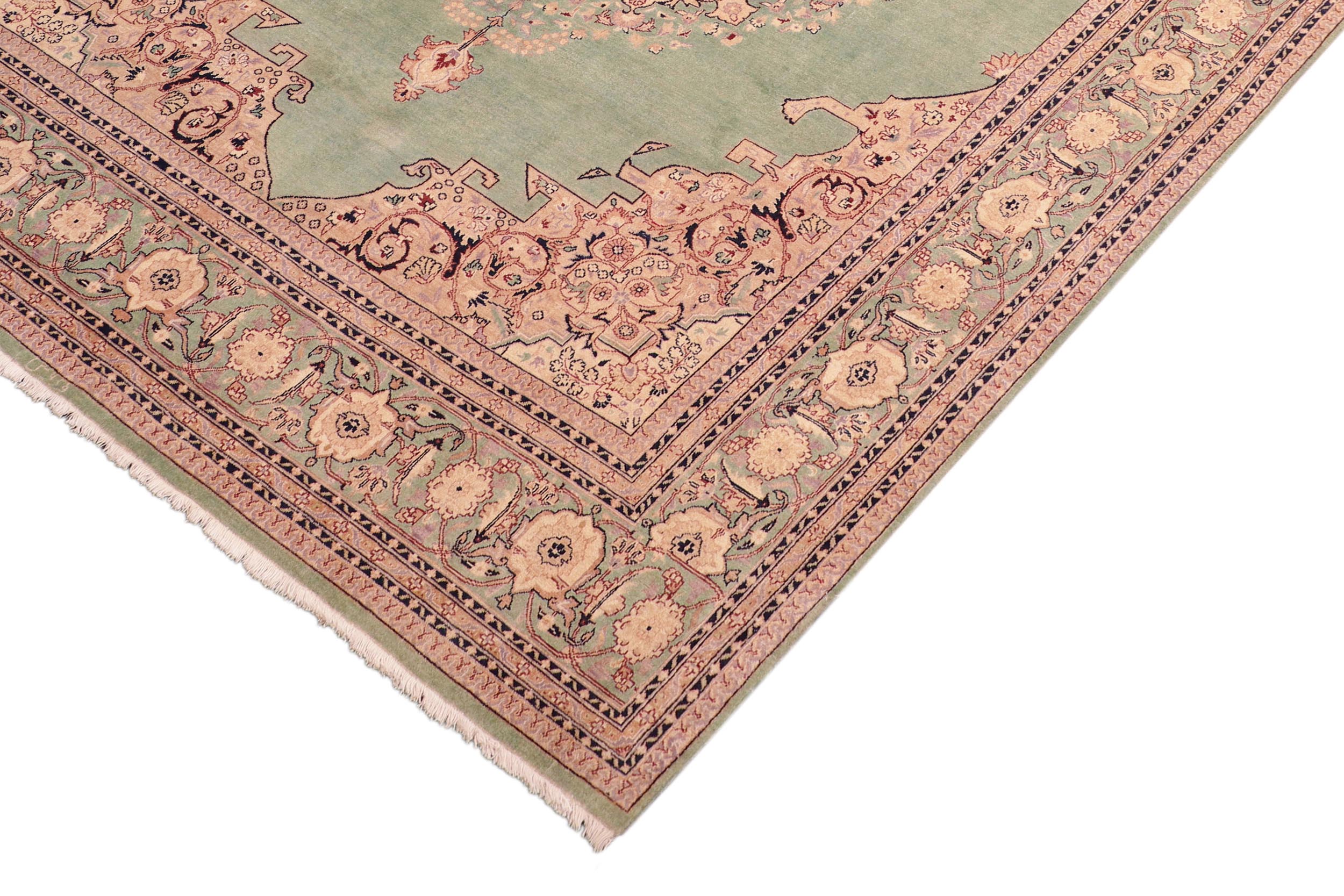 handmade Traditional  Lt. Green Lt. Green Hand Knotted RECTANGLE 100% WOOL area rug 8 x 10