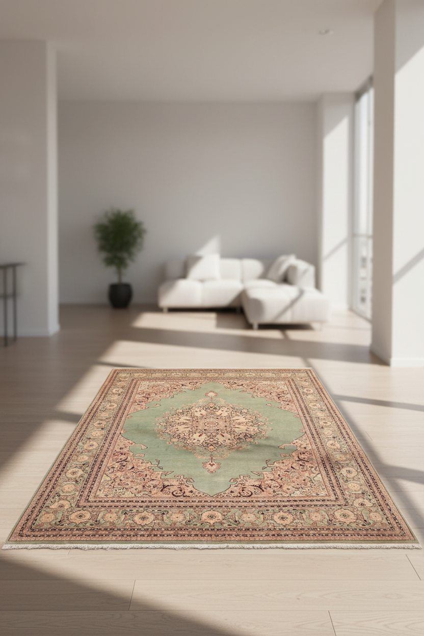 Vintage Indira Green/Green Wool Rug - 8'1'' x 10'0''