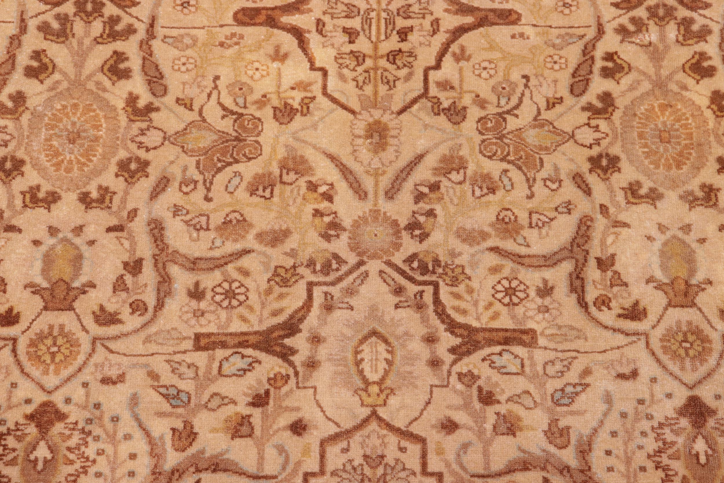 handmade Traditional Lahore Gold Tan Hand Knotted RECTANGLE 100% WOOL area rug 8' x 10'