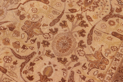 handmade Traditional Lahore Gold Tan Hand Knotted RECTANGLE 100% WOOL area rug 8' x 10'