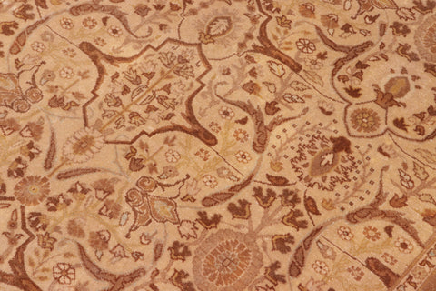handmade Traditional Lahore Gold Tan Hand Knotted RECTANGLE 100% WOOL area rug 8' x 10'