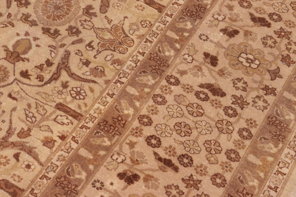 handmade Traditional Lahore Gold Tan Hand Knotted RECTANGLE 100% WOOL area rug 8'X10'