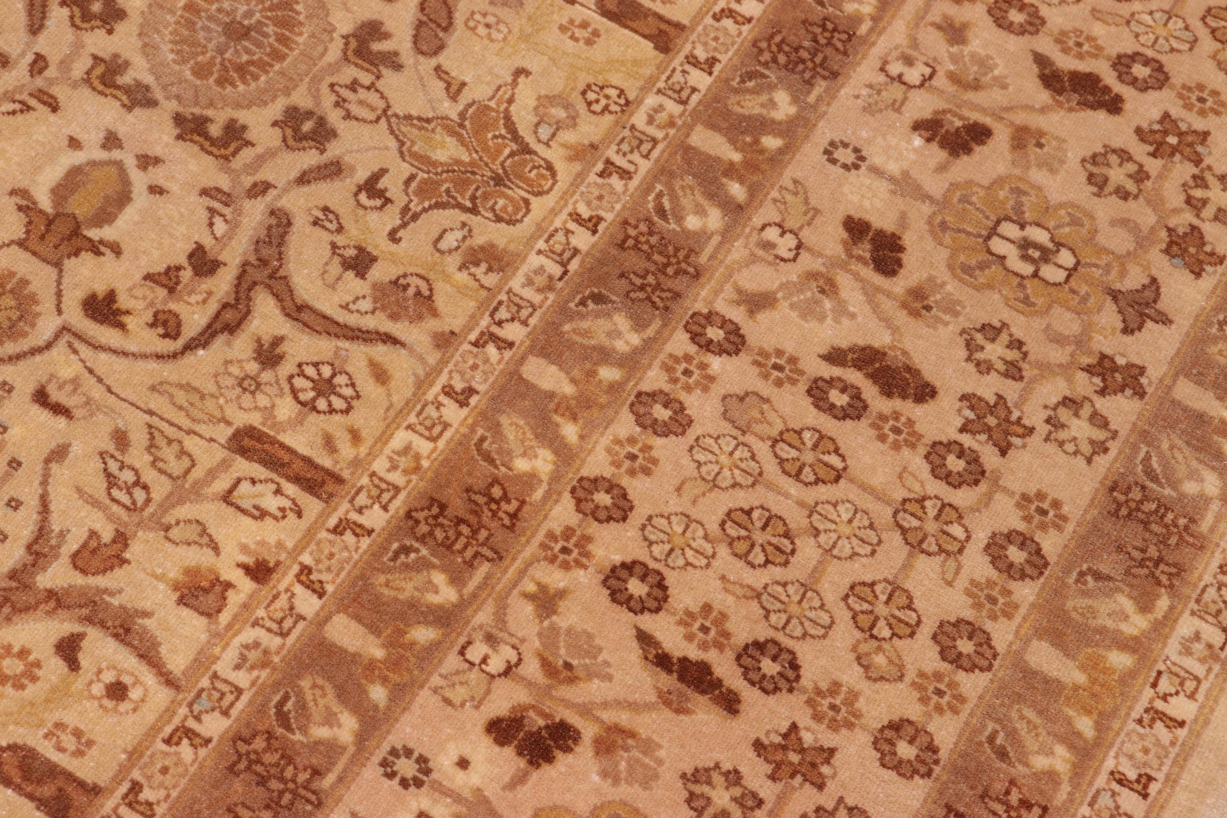 handmade Traditional Lahore Gold Tan Hand Knotted RECTANGLE 100% WOOL area rug 8' x 10'