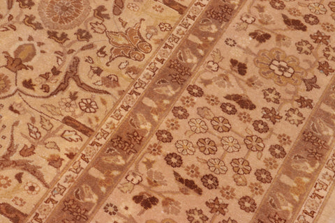 handmade Traditional Lahore Gold Tan Hand Knotted RECTANGLE 100% WOOL area rug 8' x 10'