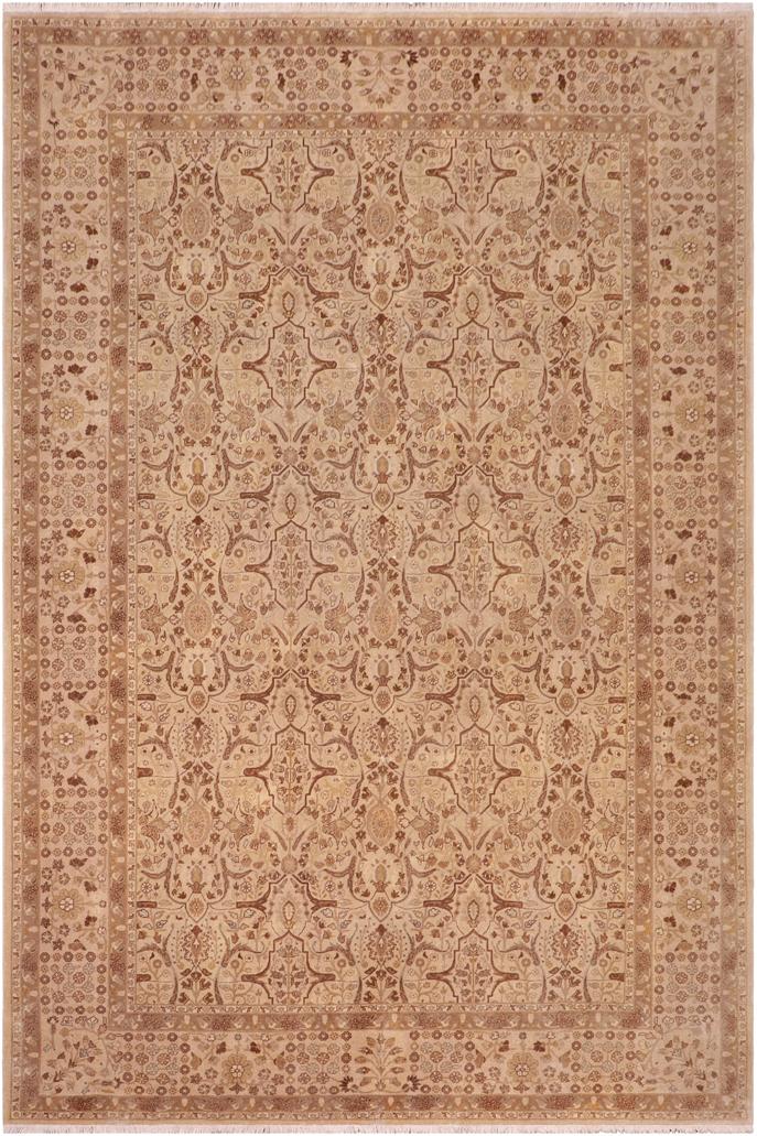 handmade Traditional Lahore Gold Tan Hand Knotted RECTANGLE 100% WOOL area rug 8'X10'
