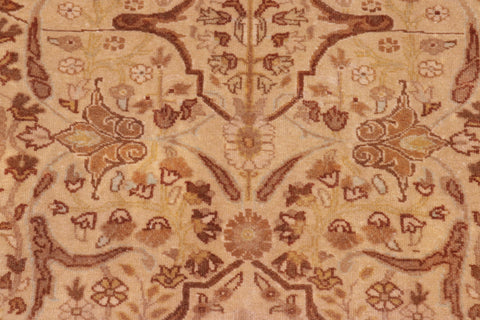 handmade Traditional Lahore Gold Tan Hand Knotted RECTANGLE 100% WOOL area rug 8' x 10'