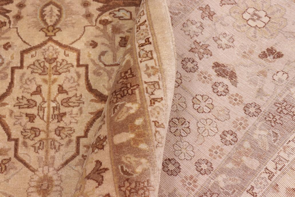 handmade Traditional Lahore Gold Tan Hand Knotted RECTANGLE 100% WOOL area rug 8'X10'