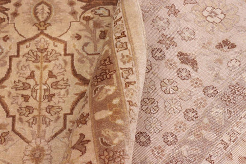 handmade Traditional Lahore Gold Tan Hand Knotted RECTANGLE 100% WOOL area rug 8'X10'