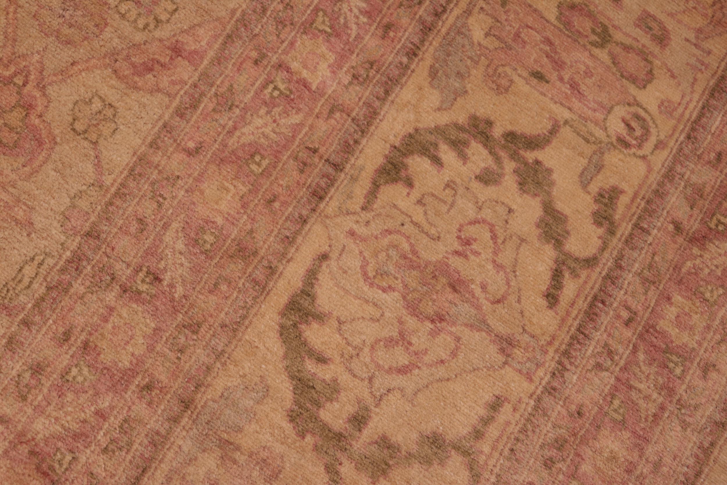 handmade Transitional Lahore Tan Green Hand Knotted RECTANGLE 100% WOOL area rug 8' x 10'