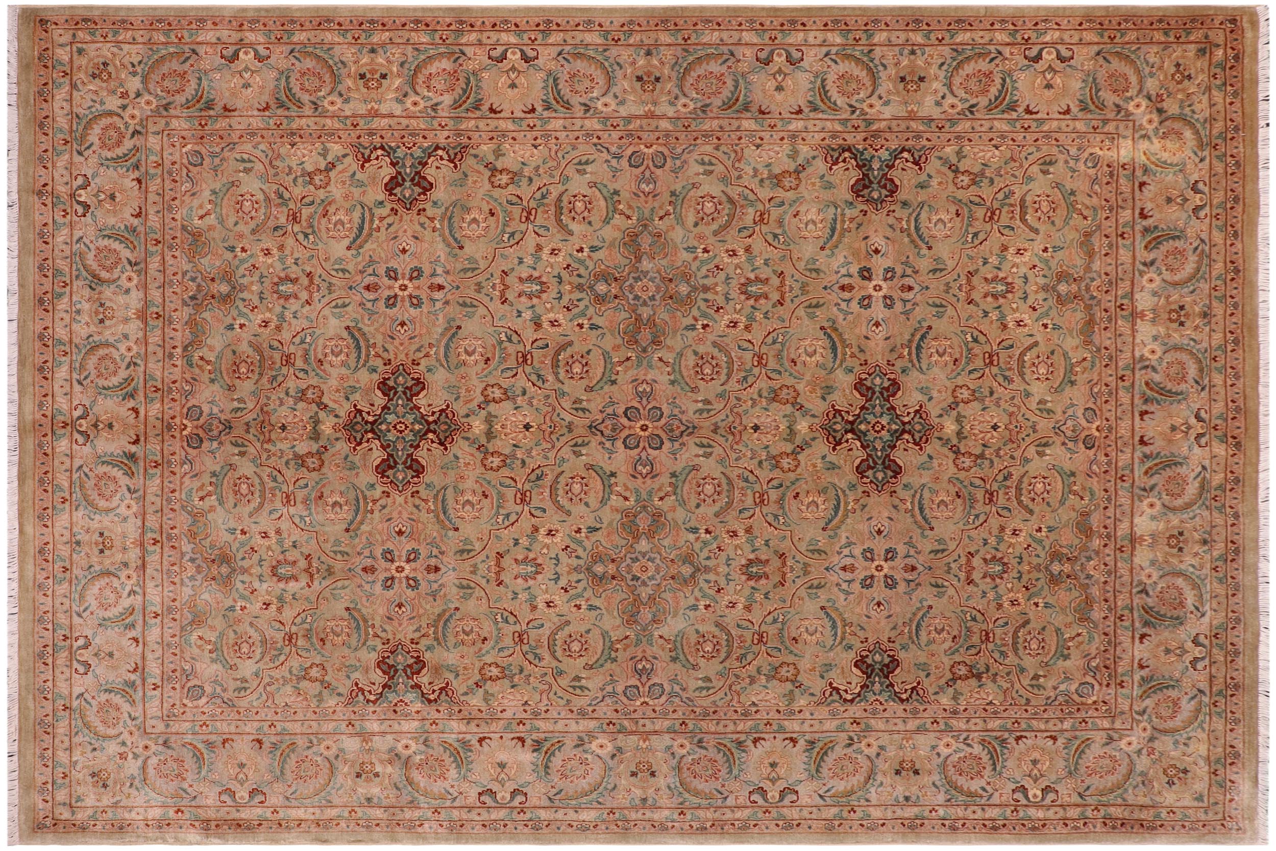 handmade Transitional  Lt. Green Gray Hand Knotted RECTANGLE 100% WOOL area rug 8' x 10'