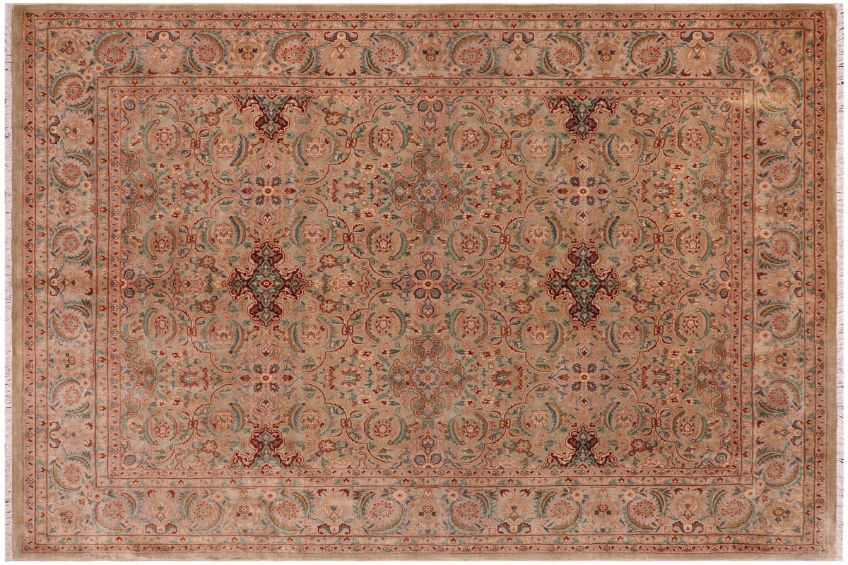 handmade Transitional  Lt. Green Gray Hand Knotted RECTANGLE 100% WOOL area rug 8' x 10'