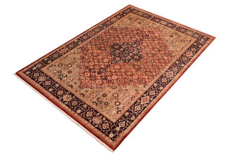 handmade Traditional Bakshi Rust Drk. Blue Hand Knotted RECTANGLE 100% WOOL area rug 8' x 11'