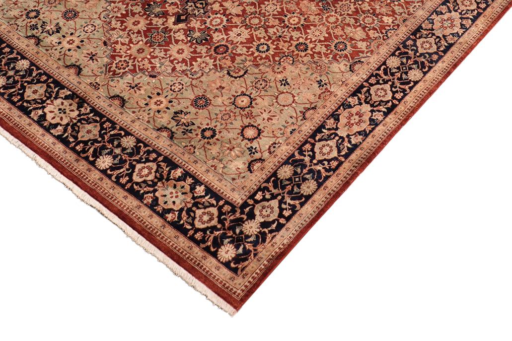 handmade Traditional Bakshi Rust Drk. Blue Hand Knotted RECTANGLE 100% WOOL area rug 8'X11'