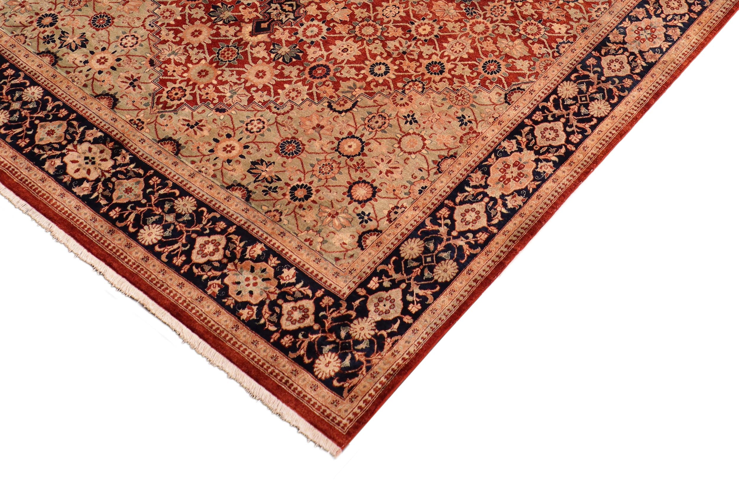 handmade Traditional Bakshi Rust Drk. Blue Hand Knotted RECTANGLE 100% WOOL area rug 8' x 11'