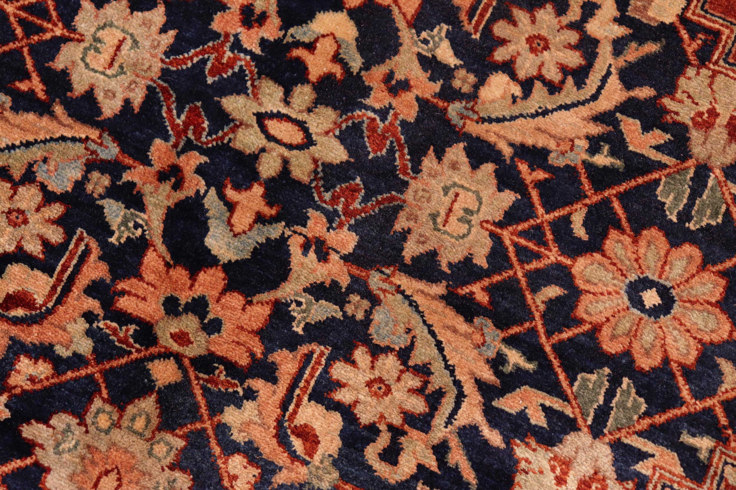 handmade Traditional Bakshi Rust Drk. Blue Hand Knotted RECTANGLE 100% WOOL area rug 8' x 11'
