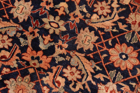 handmade Traditional Bakshi Rust Drk. Blue Hand Knotted RECTANGLE 100% WOOL area rug 8' x 11'