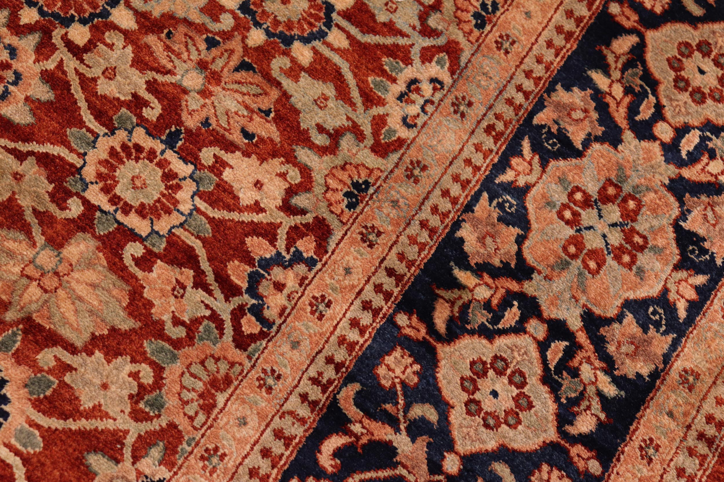 handmade Traditional Bakshi Rust Drk. Blue Hand Knotted RECTANGLE 100% WOOL area rug 8' x 11'