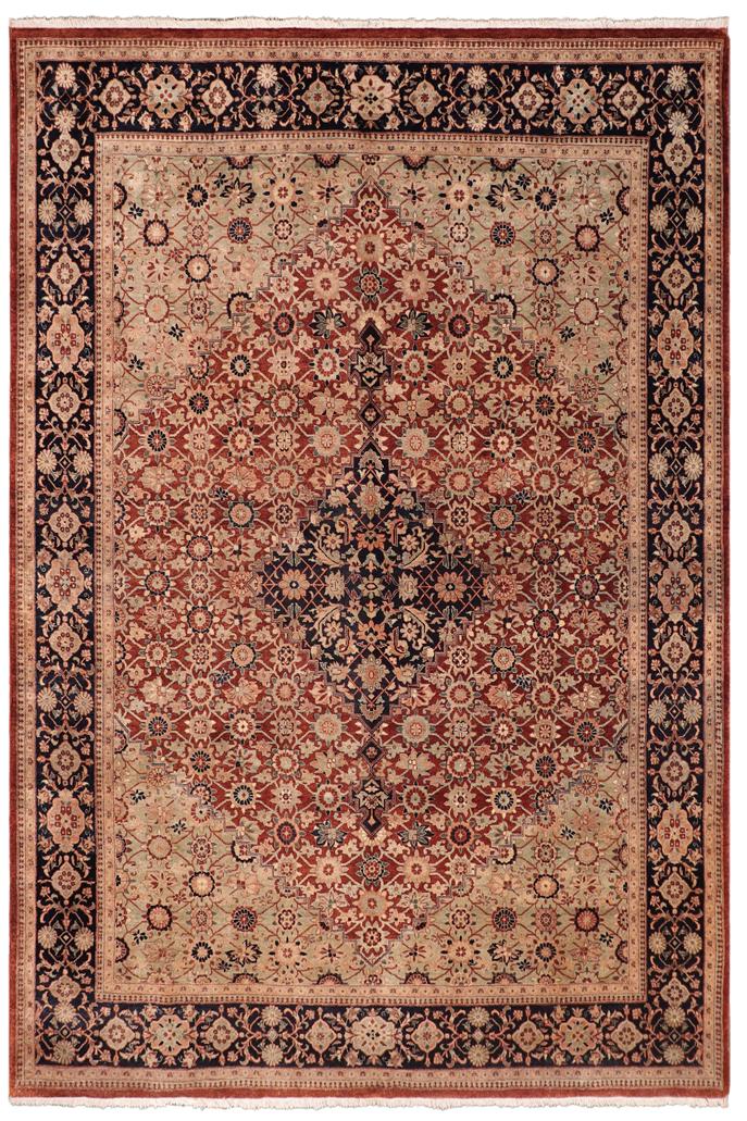 handmade Traditional Bakshi Rust Drk. Blue Hand Knotted RECTANGLE 100% WOOL area rug 8'X11'