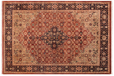 handmade Traditional Bakshi Rust Drk. Blue Hand Knotted RECTANGLE 100% WOOL area rug 8' x 11'