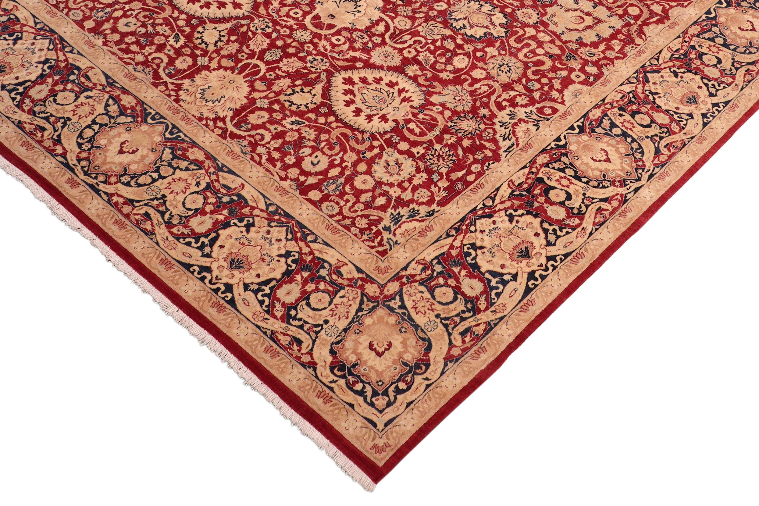 handmade Transitional Anmol Agra Red Blue Hand Knotted RECTANGLE 100% WOOL area rug 8x10