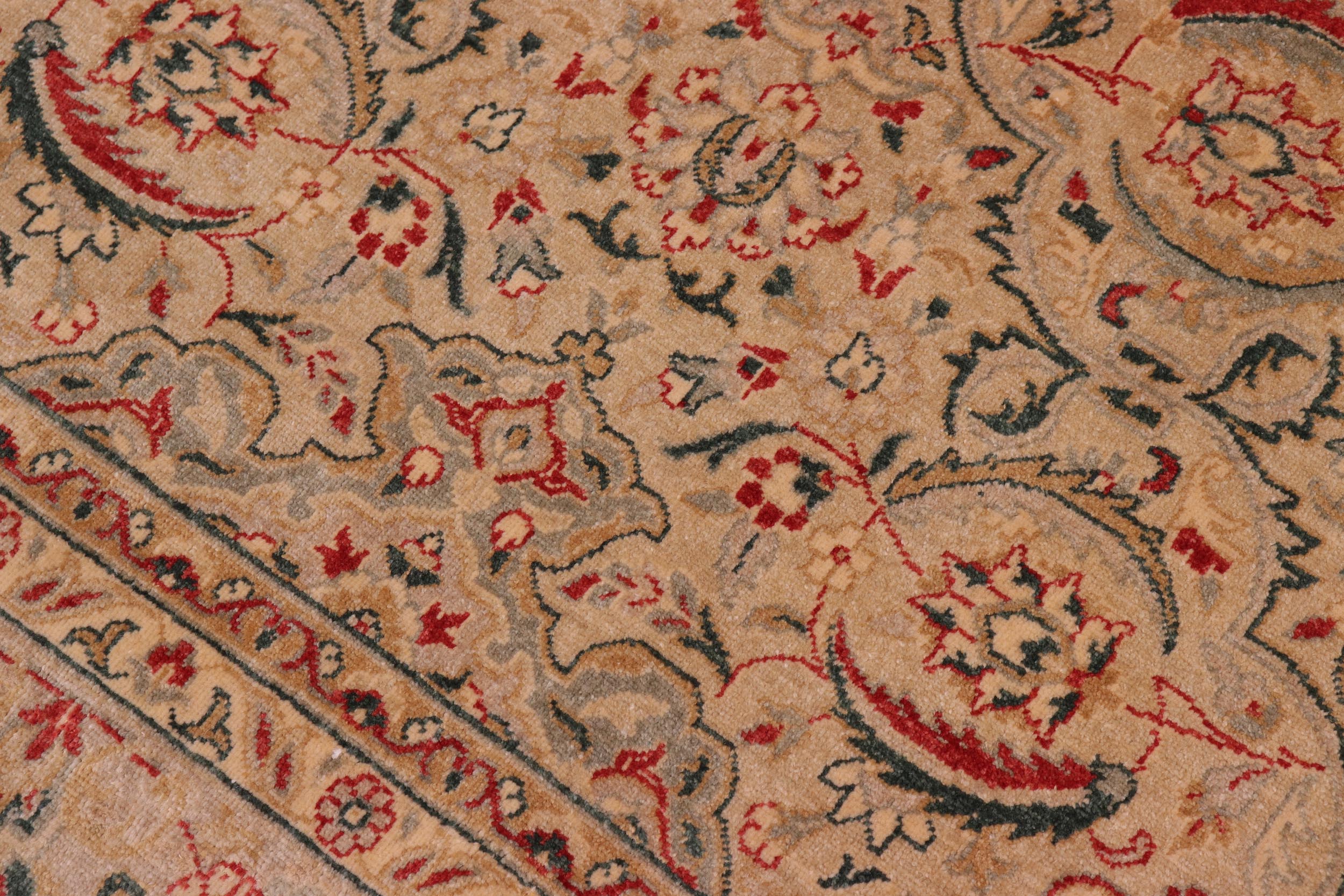handmade Traditional Kashan Lt. Green Lt. Green Hand Knotted RECTANGLE 100% WOOL area rug 8' x 10'